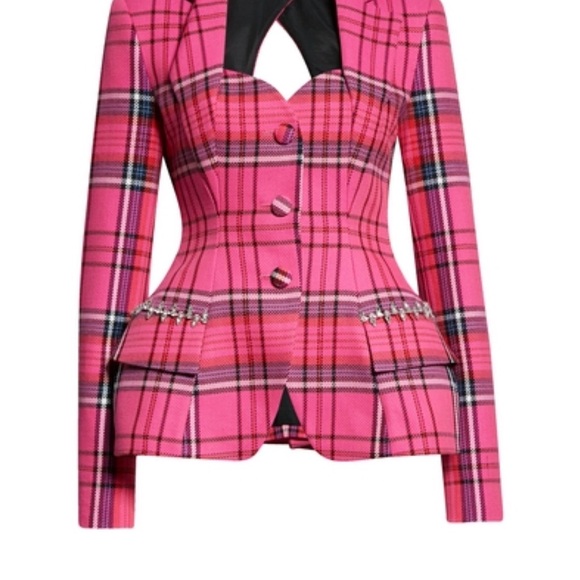 Alex Vinash Jackets & Blazers - Pink Plaid Tailored Peplum Jacket like Area Large